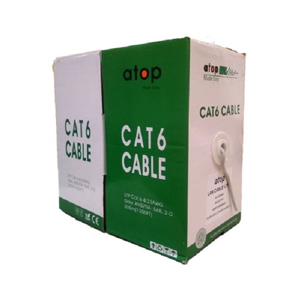 CAT 6 Cable || 100% Fluke Test Pass || 1 Box (305 Meter) || CCA Cable || Brand: atop